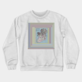 Ireland, antique map colorized and matted Crewneck Sweatshirt